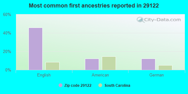Most common first ancestries reported in 29122