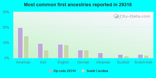 Most common first ancestries reported in 29316