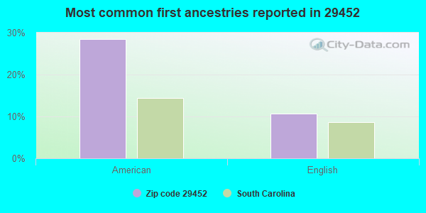Most common first ancestries reported in 29452