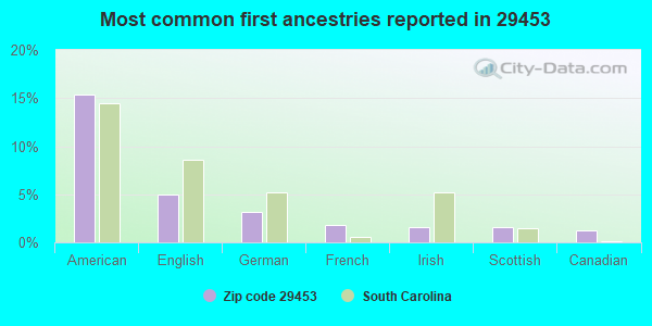 Most common first ancestries reported in 29453