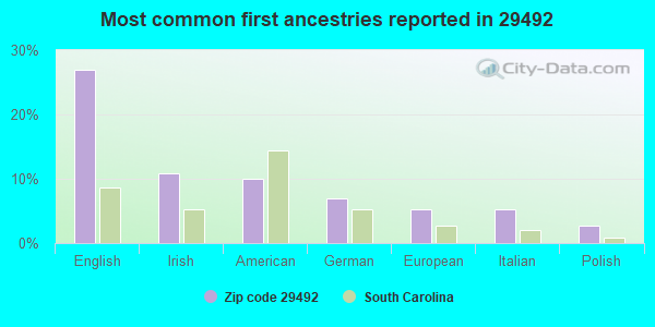 Most common first ancestries reported in 29492