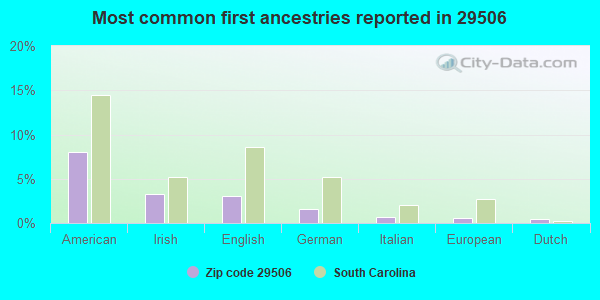 Most common first ancestries reported in 29506