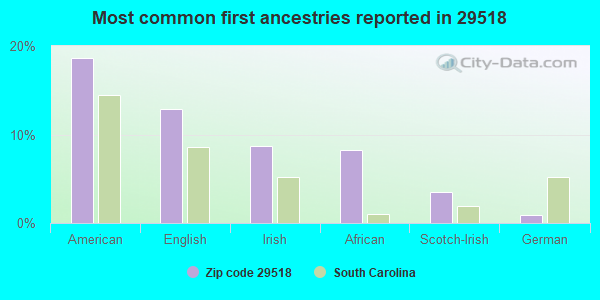 Most common first ancestries reported in 29518