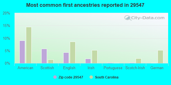 Most common first ancestries reported in 29547