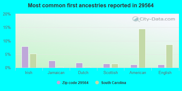 Most common first ancestries reported in 29564