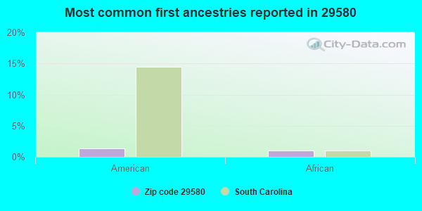 Most common first ancestries reported in 29580