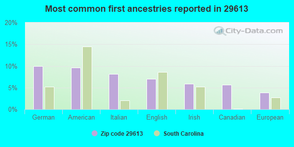 Most common first ancestries reported in 29613