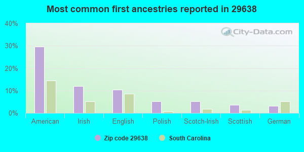 Most common first ancestries reported in 29638