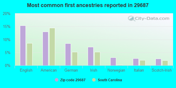 Most common first ancestries reported in 29687