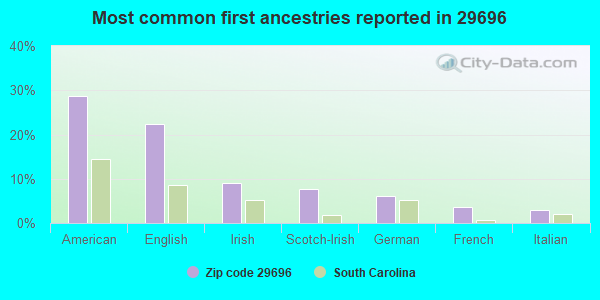 Most common first ancestries reported in 29696