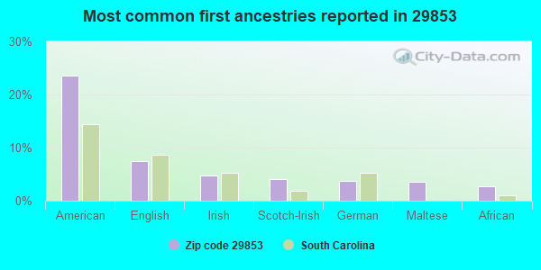 Most common first ancestries reported in 29853