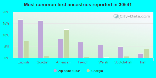 Most common first ancestries reported in 30541
