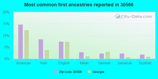 Most common first ancestries reported in 30566