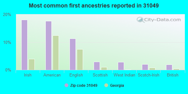 Most common first ancestries reported in 31049