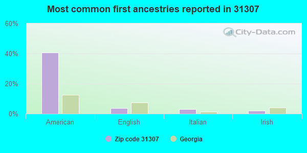 Most common first ancestries reported in 31307