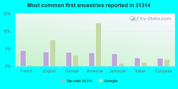 Most common first ancestries reported in 31314