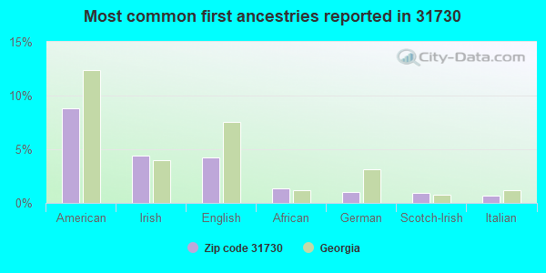 Most common first ancestries reported in 31730