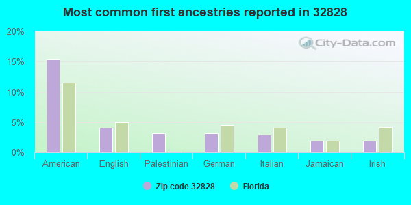 Most common first ancestries reported in 32828