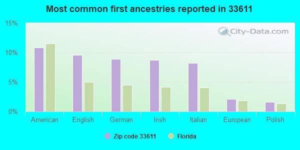 Most common first ancestries reported in 33611