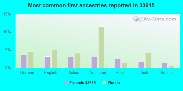 Most common first ancestries reported in 33615