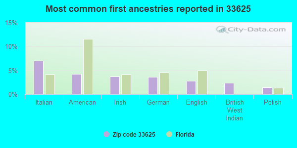 Most common first ancestries reported in 33625