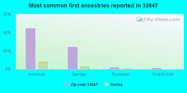 Most common first ancestries reported in 33847