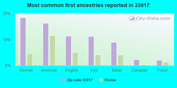 Most common first ancestries reported in 33917