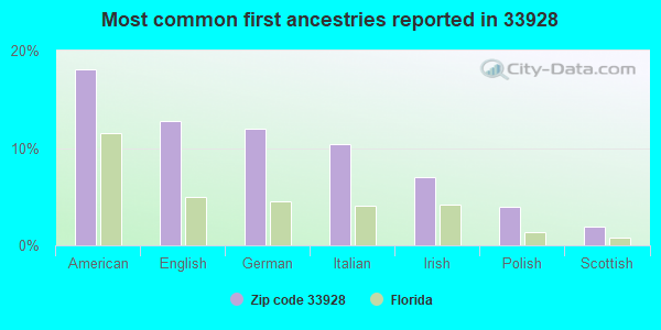 Most common first ancestries reported in 33928