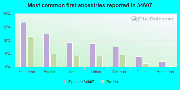 Most common first ancestries reported in 34607