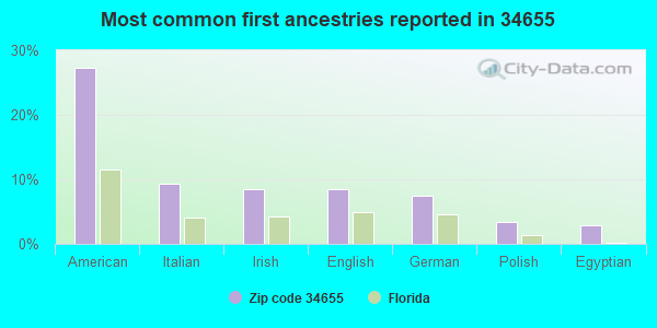 Most common first ancestries reported in 34655