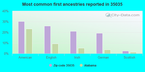 Most common first ancestries reported in 35035