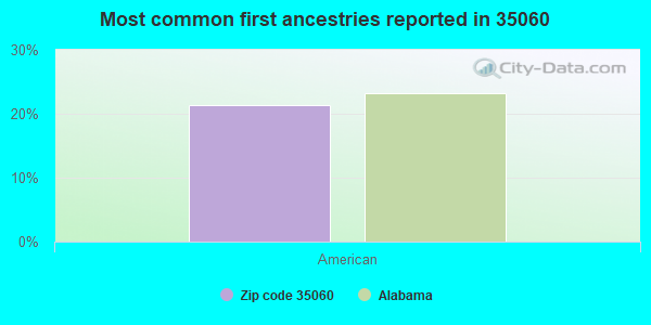 Most common first ancestries reported in 35060