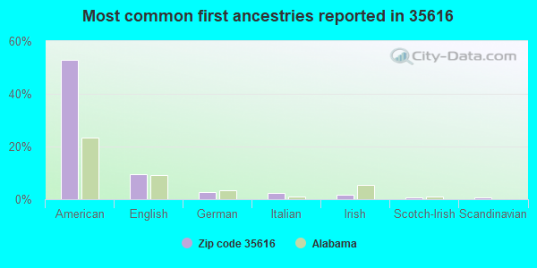 Most common first ancestries reported in 35616