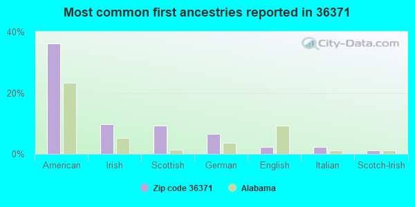 Most common first ancestries reported in 36371