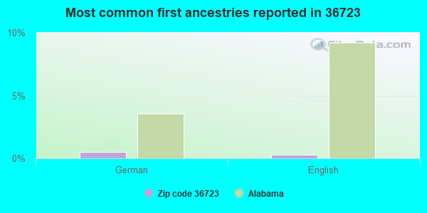 Most common first ancestries reported in 36723