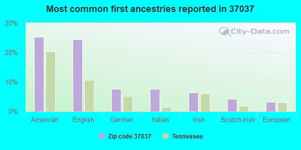 Most common first ancestries reported in 37037