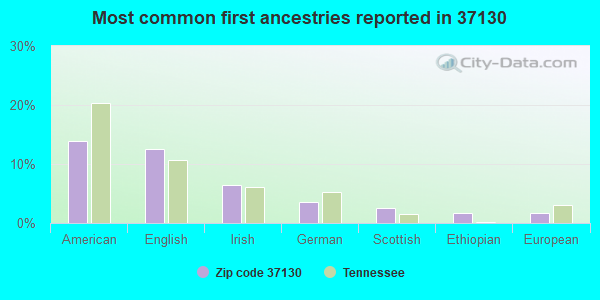 Most common first ancestries reported in 37130