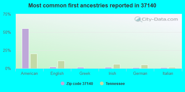 Most common first ancestries reported in 37140