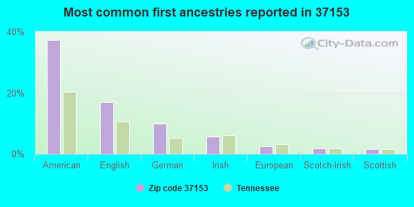 Most common first ancestries reported in 37153