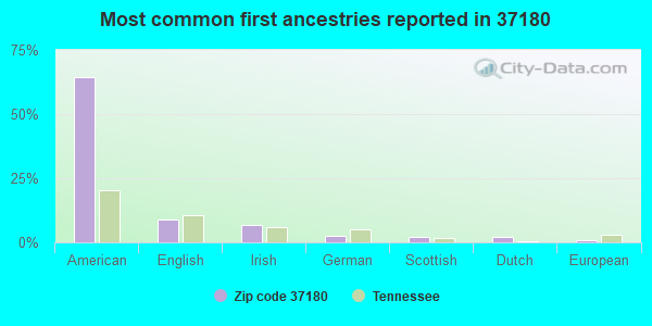 Most common first ancestries reported in 37180