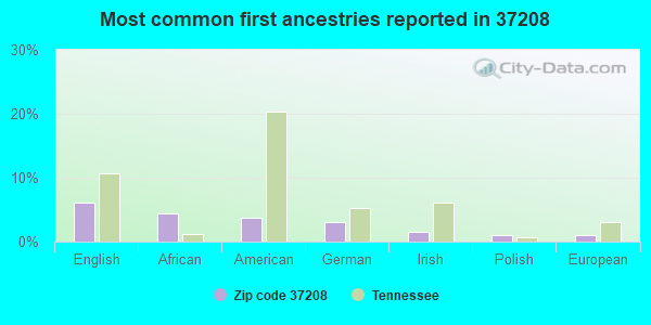 Most common first ancestries reported in 37208