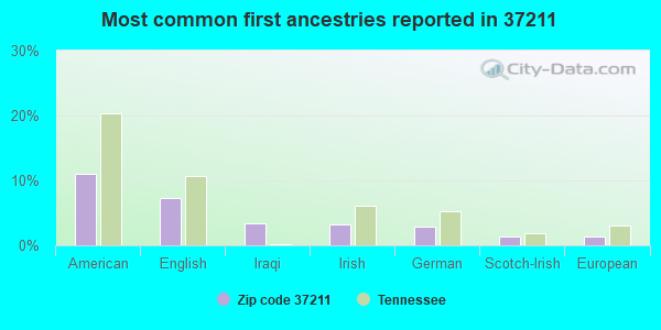 Most common first ancestries reported in 37211