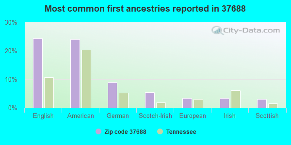 Most common first ancestries reported in 37688