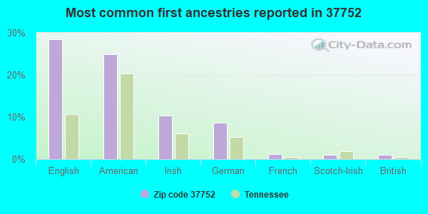 Most common first ancestries reported in 37752