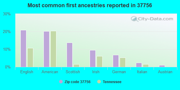 Most common first ancestries reported in 37756