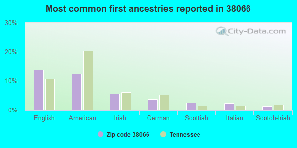 Most common first ancestries reported in 38066