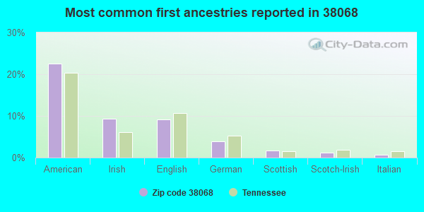 Most common first ancestries reported in 38068