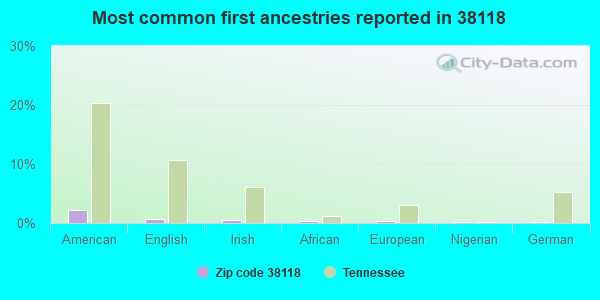 Most common first ancestries reported in 38118