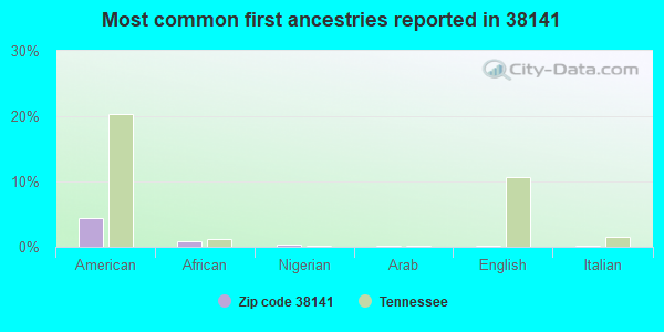 Most common first ancestries reported in 38141