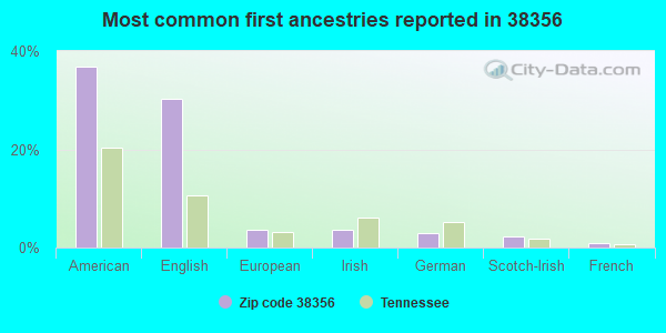 Most common first ancestries reported in 38356